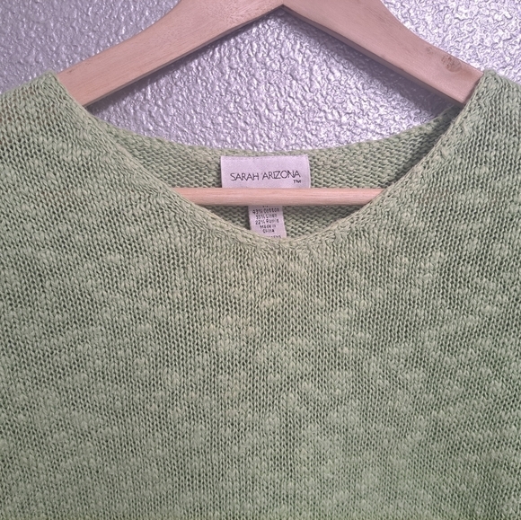 Sarah Arizona Linen Blend Lime Green Sweater Size M - Picture 8 of 9
